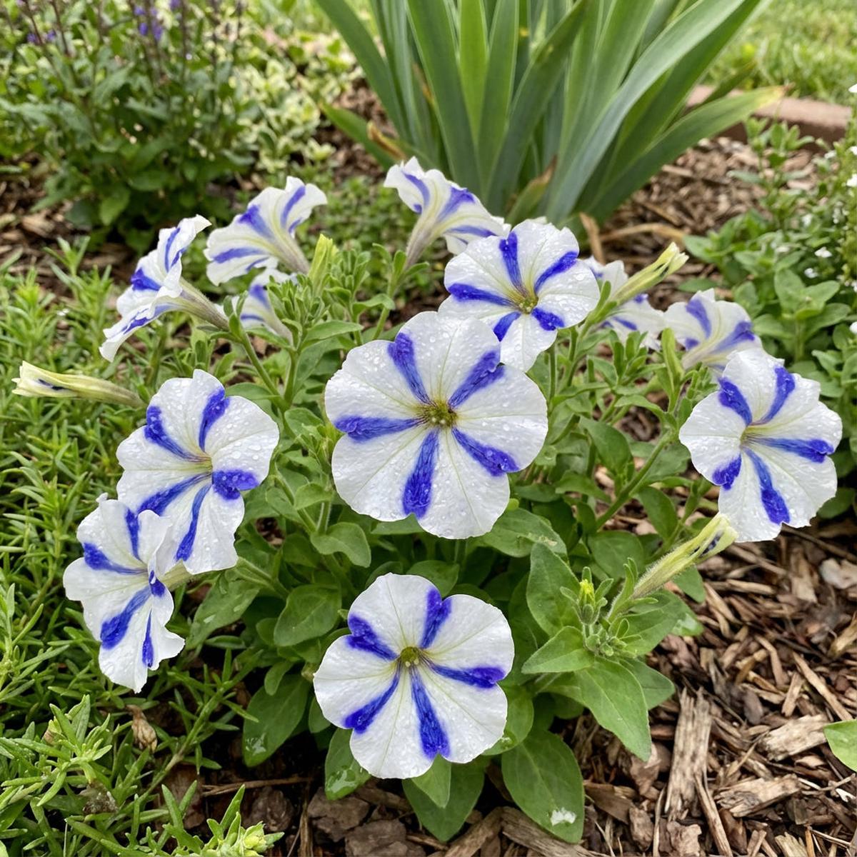 White Blue Star Petunia Flower Seeds for Planting Seed Ideal for Adding Unique Blooms to Gardens and Outdoor Spaces