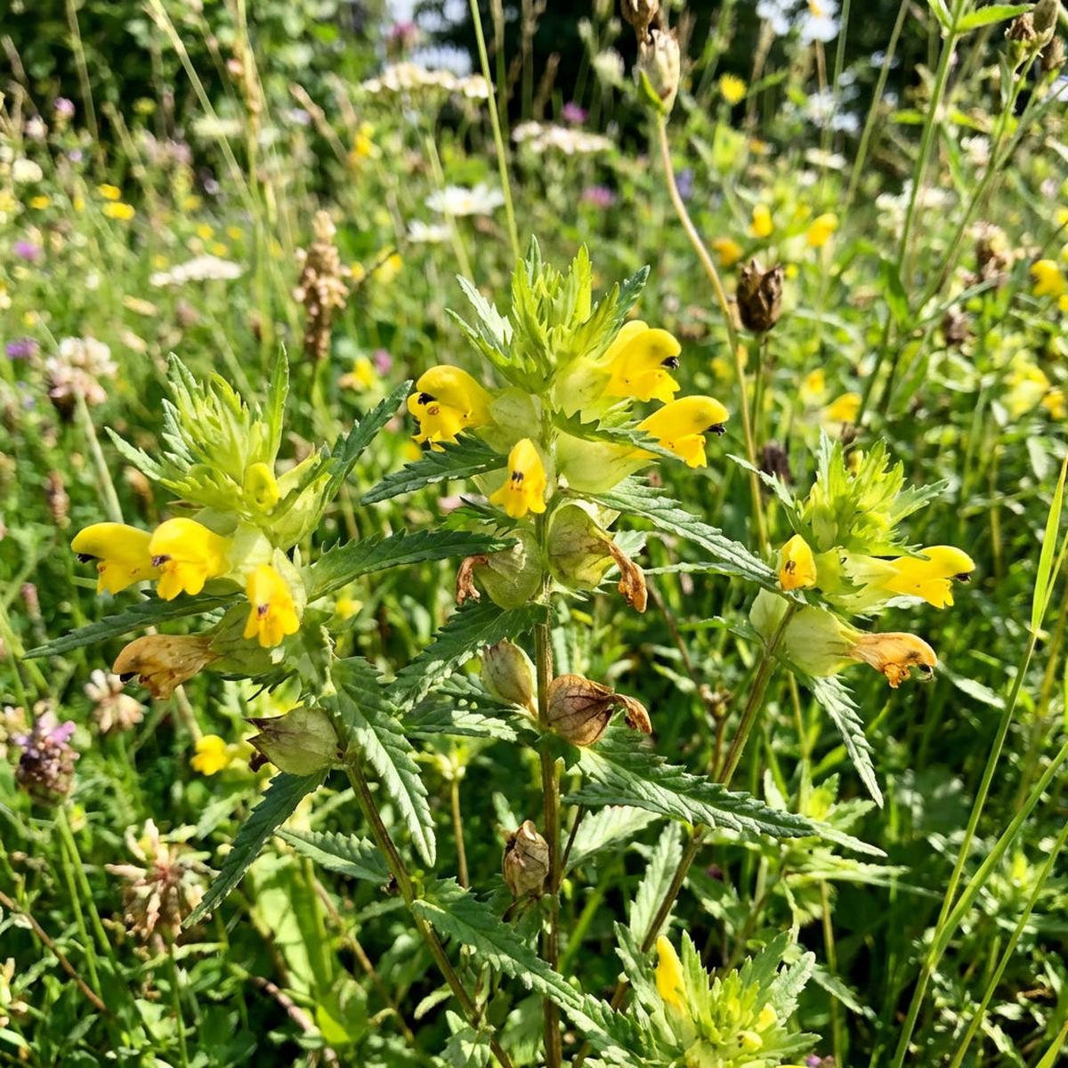 Yellow Rattle (Rhinanthus minor) Flower Seeds  Heirloom Wildflower for Meadow Planting