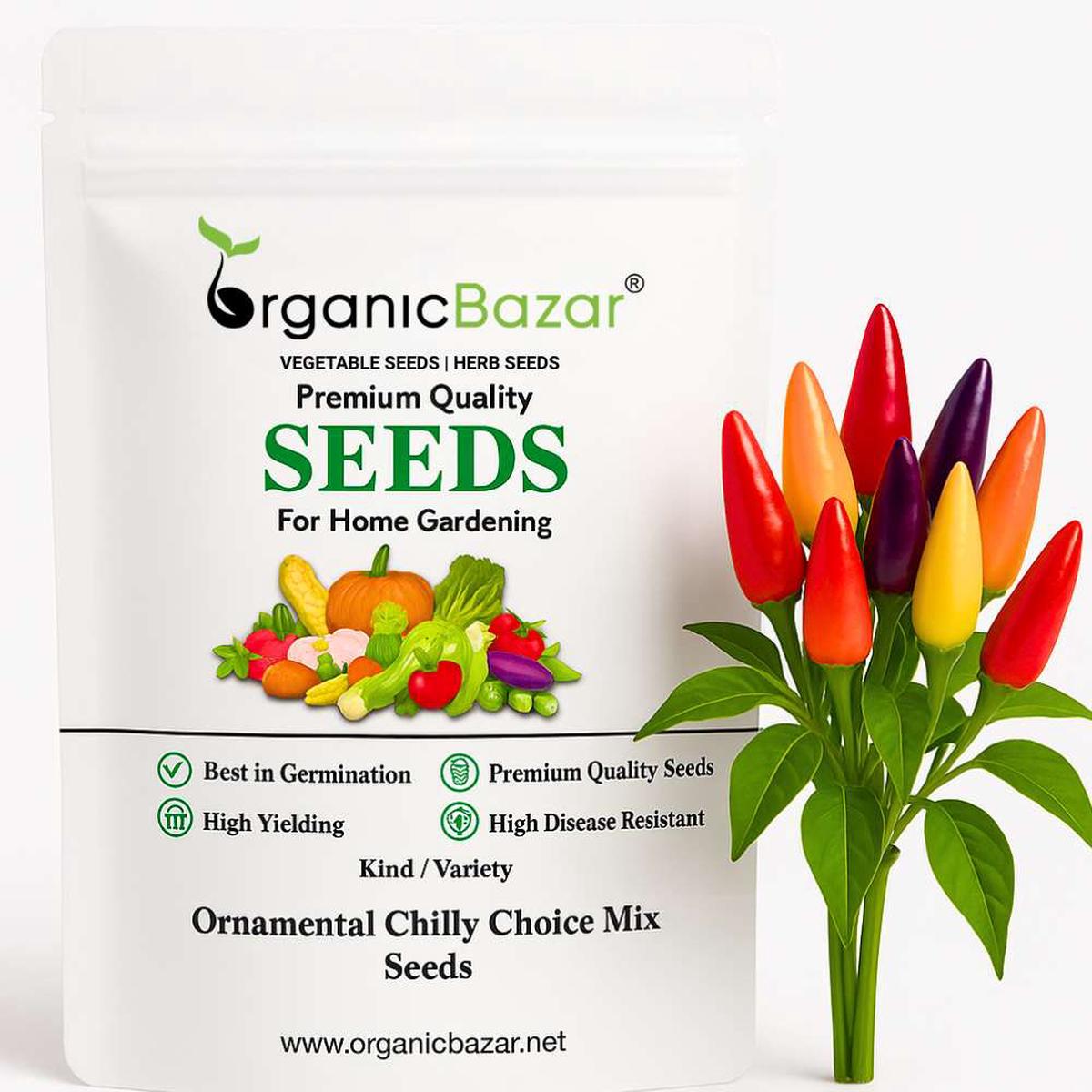 Ornamental Chilly Choice Mix Seeds – (50 Seeds) High Yield | High Germination | Best for Home Gardens (  )