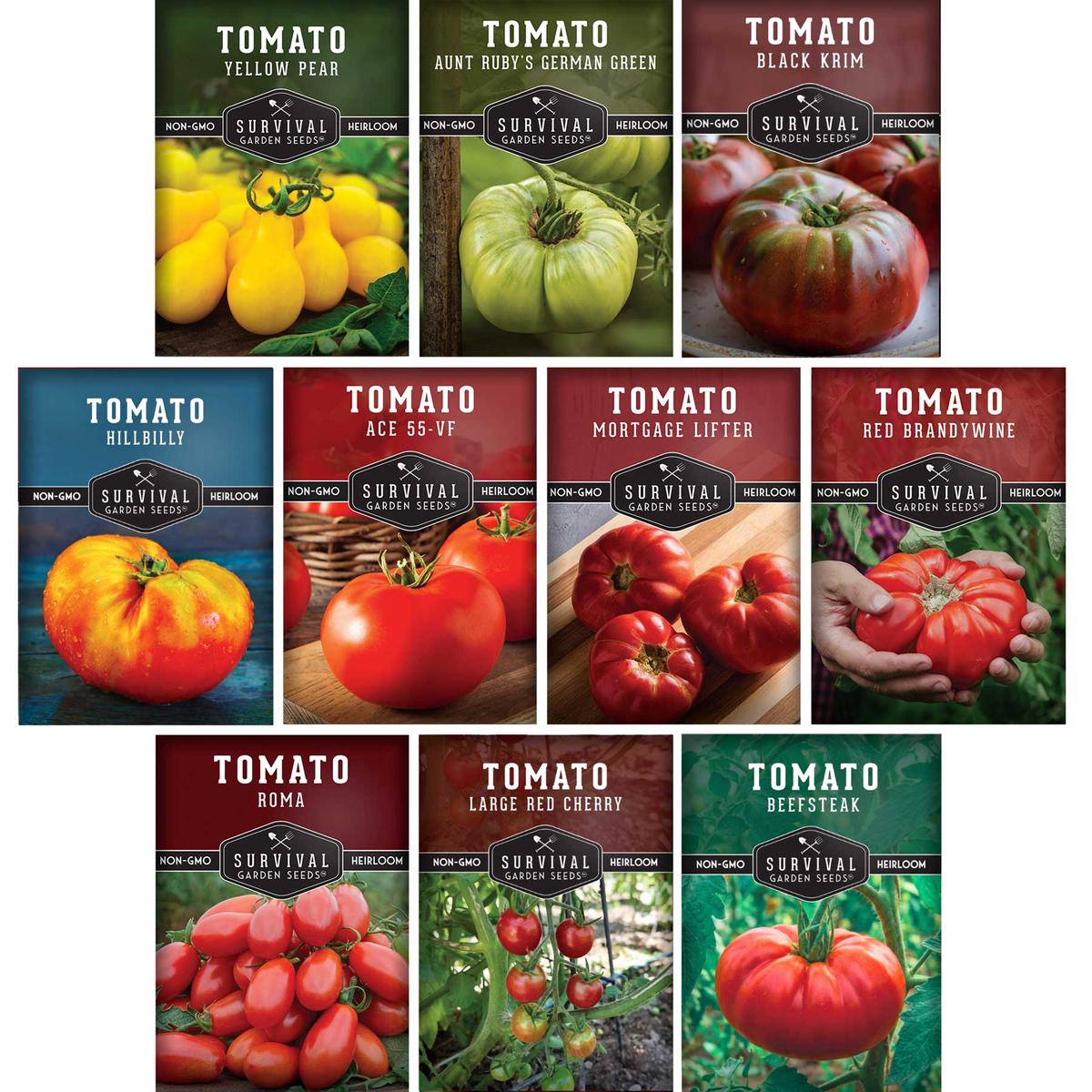 10 Tomato Seed Collection  Heirloom & Garden Favorites for Slicing, Sauces, Canning & Fresh Eating