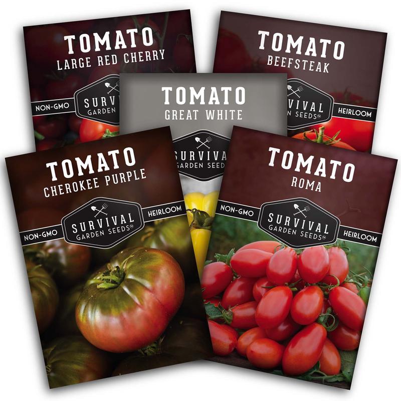 5 Tomato Seed Collection  Assorted Heirloom & Garden Favorites for Fresh Eating, Sauces & Preserving
